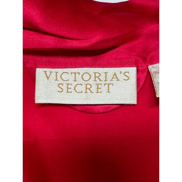 Vintage Victorias Secret Robe Women Small Petite Red 100% Silk Coquette Romantic - Picture 10 of 14